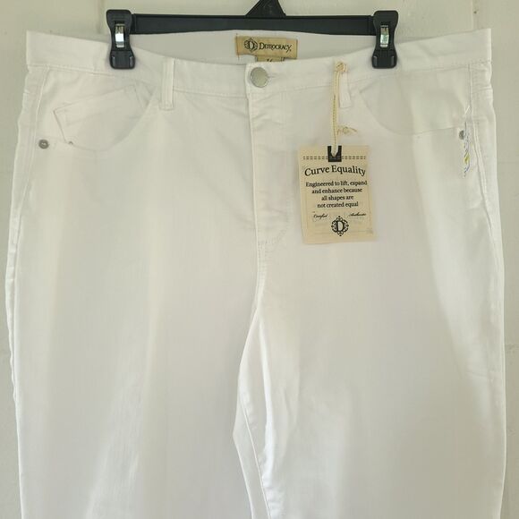 Democracy Ab Technology Ankle Jeans Womens 16 White High Rise Stretch Lace Ankle - Picture 2 of 16